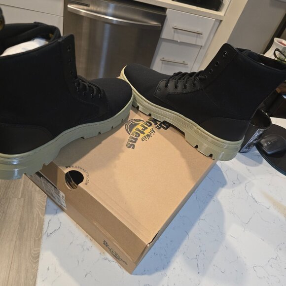 Dr. Martens Combs Boots Black Canvas 30826001 Black / Green Hi Mens Size 11 US - Picture 10 of 14